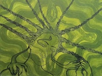 a painting of a woman with dreadlocks on her head